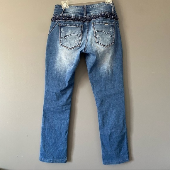 Vintage Y2K Distressed Jeans Low Rise Straight Leg McBling Denim Size 28 - Picture 6 of 15